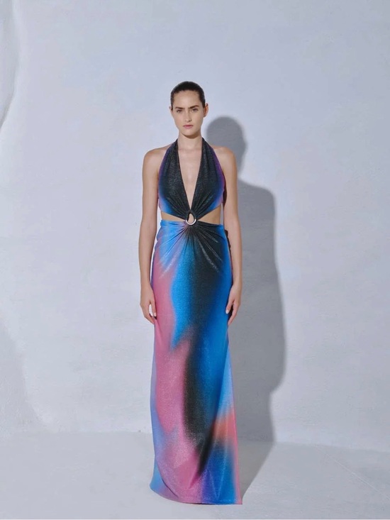 Baobab Collection Dresses & Skirts - Baobab Collection Backless Ombre Halter Maxi Dress in Blue and Pink